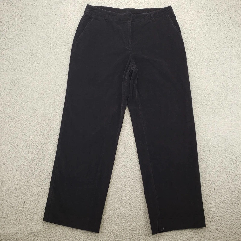 Dressbarn Pants Womens 12P Black Corduroy‎ Straight Leg Pockets Petite